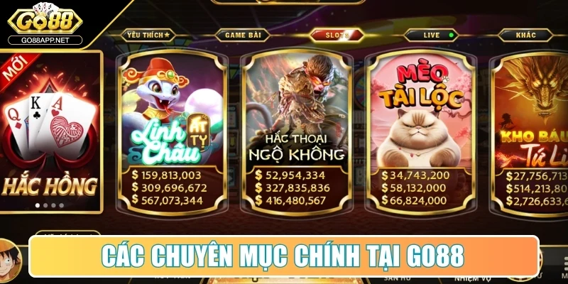 Các chuyên mục chính tại Go88
